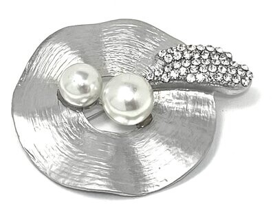 Brosche Anstecknadel Design Hut silber mit Strass und Perle 5cm Brosche Anstecknadel Design Hut silber mit Strass und Perle 5cm