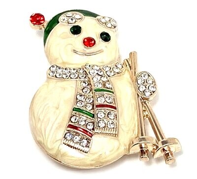 Brosche Schalclip mit Magnetclip Weihnachten Schneemann mit Strass 5cm Brosche Schalclip mit Magnetclip Weihnachten Schneemann mit Strass 5cm rosegold