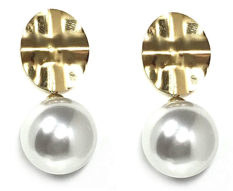 1 Paar Edelstahl Steckerohrringe mit großer weißer Perle echtvergoldet 4,5cm 1 Paar Edelstahl Steckerohrringe mit großer weißer Perle echtvergoldet 4,5cm