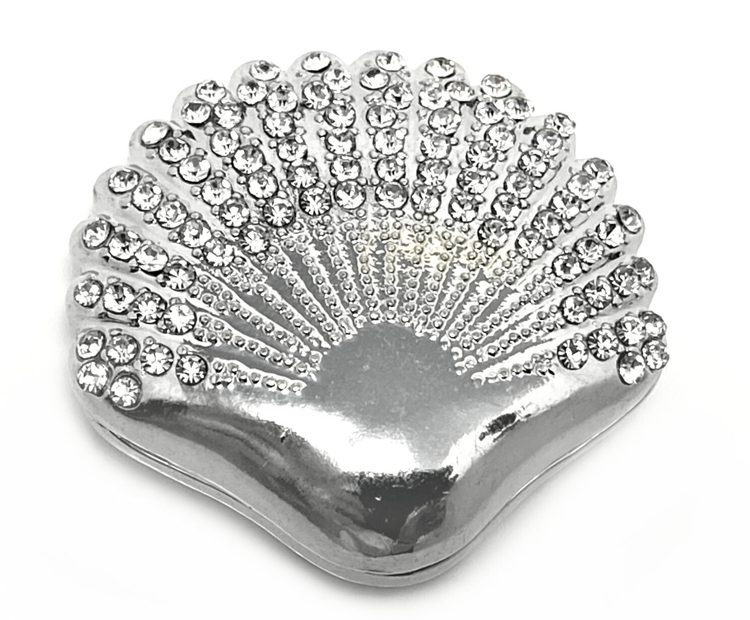 Brosche Schalclip mit Magnetclip Strass Silber 3cm