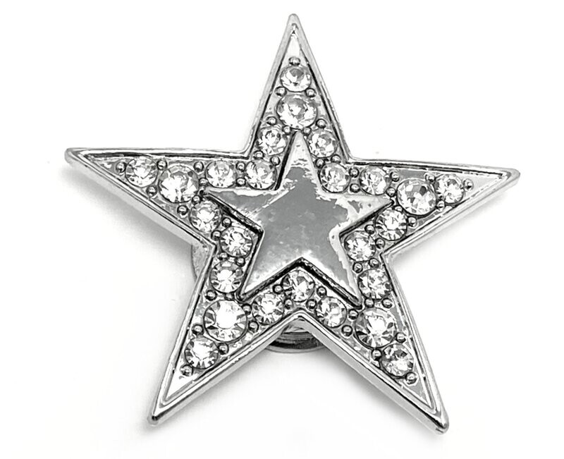 Brosche Stern Schalclip mit Magnetclip lStrass Silber 5cm Brosche Stern Schalclip mit Magnetclip lStrass Silber 5cm