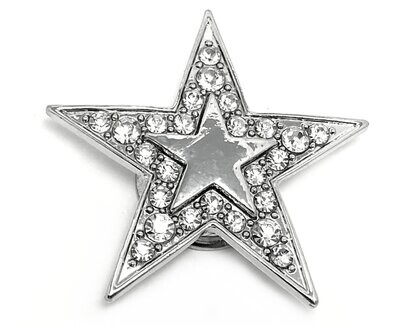 Brosche Stern Schalclip mit Magnetclip lStrass Silber 5cm Brosche Stern Schalclip mit Magnetclip lStrass Silber 5cm