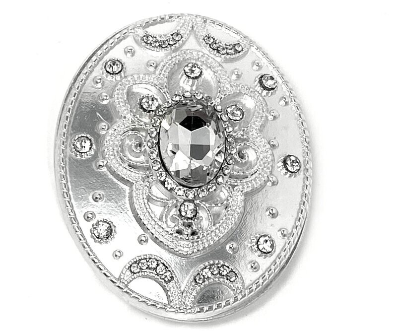 Brosche Schalclip mit Magnetclip oval Silber mit Strass 5cm Brosche Schalclip mit Magnetclip oval Silber mit Strass 5cm