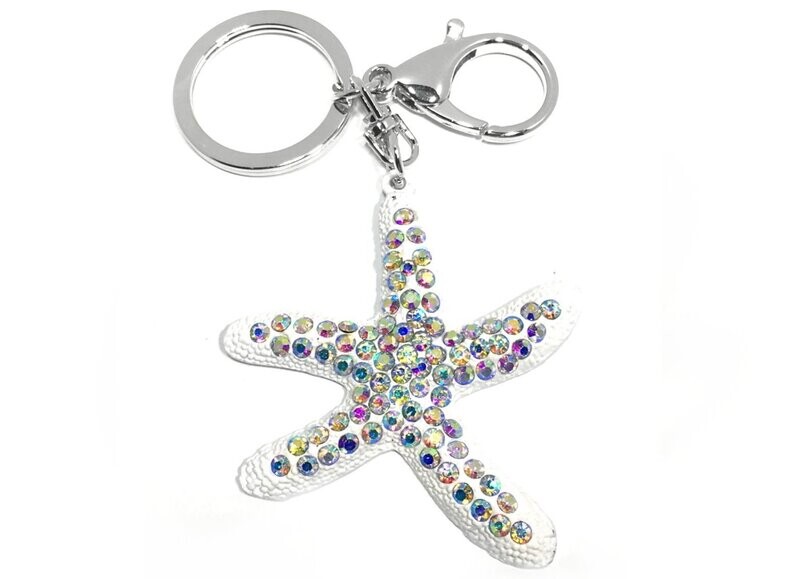 Schlüsselanhänger Taschenanhänger Seestern weiß mit Strass Schlüsselanhänger Taschenanhänger Seestern weiß mit Strass