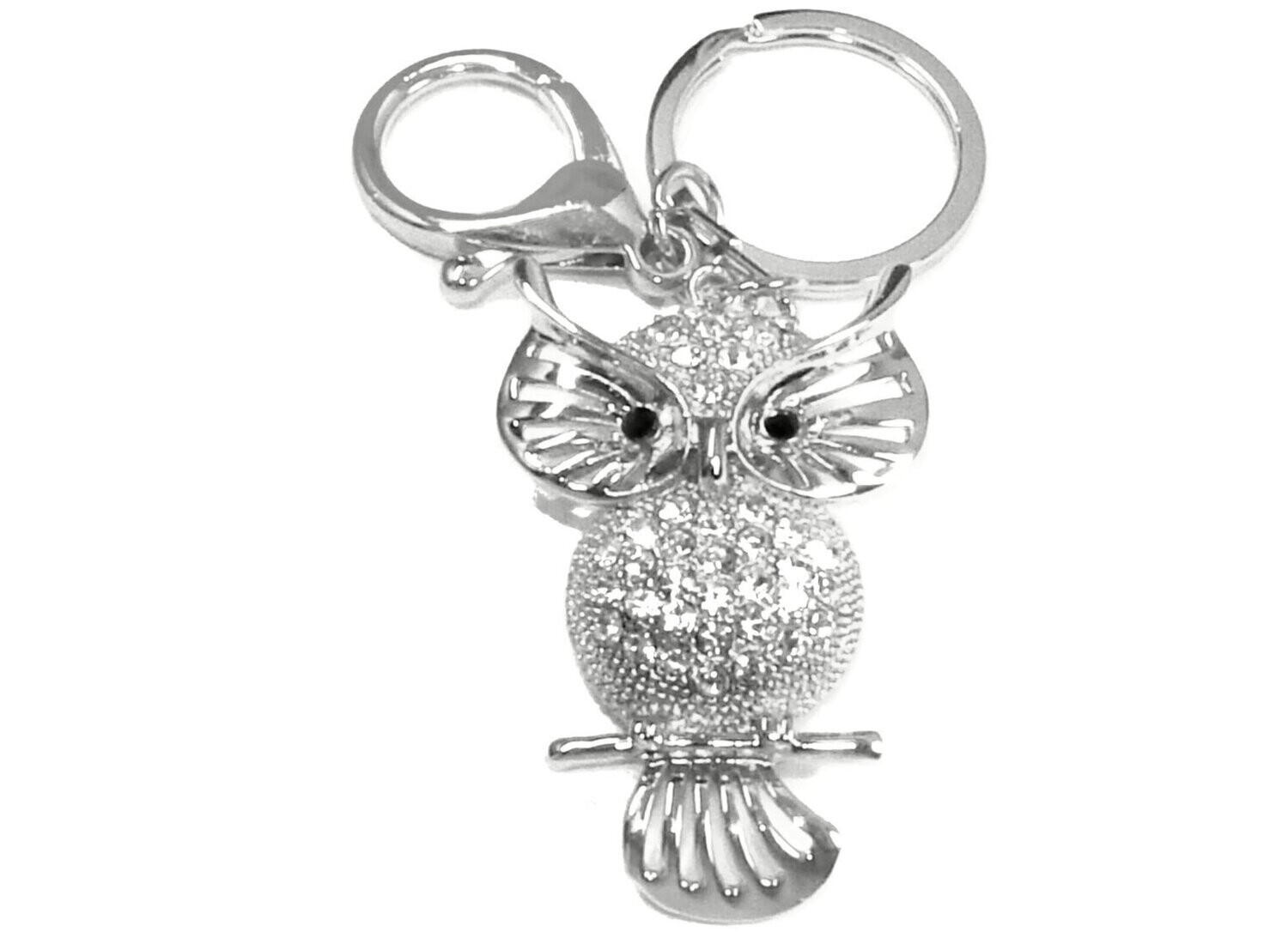 Taschenanhänger Schlüsselanhänger EULE3 mit Strass Silber