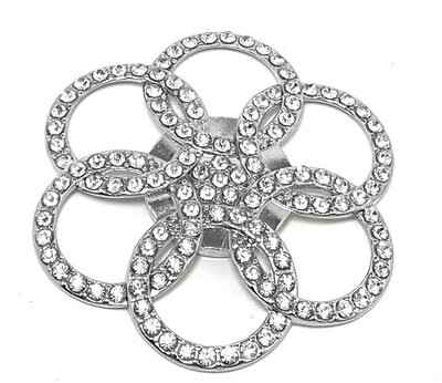 Brosche Schalclip Magnetclip Ringe Kreise mit Strass Silber 4,5cm Brosche Schalclip Magnetclip Ringe Kreise mit Strass Silber 4,5cm