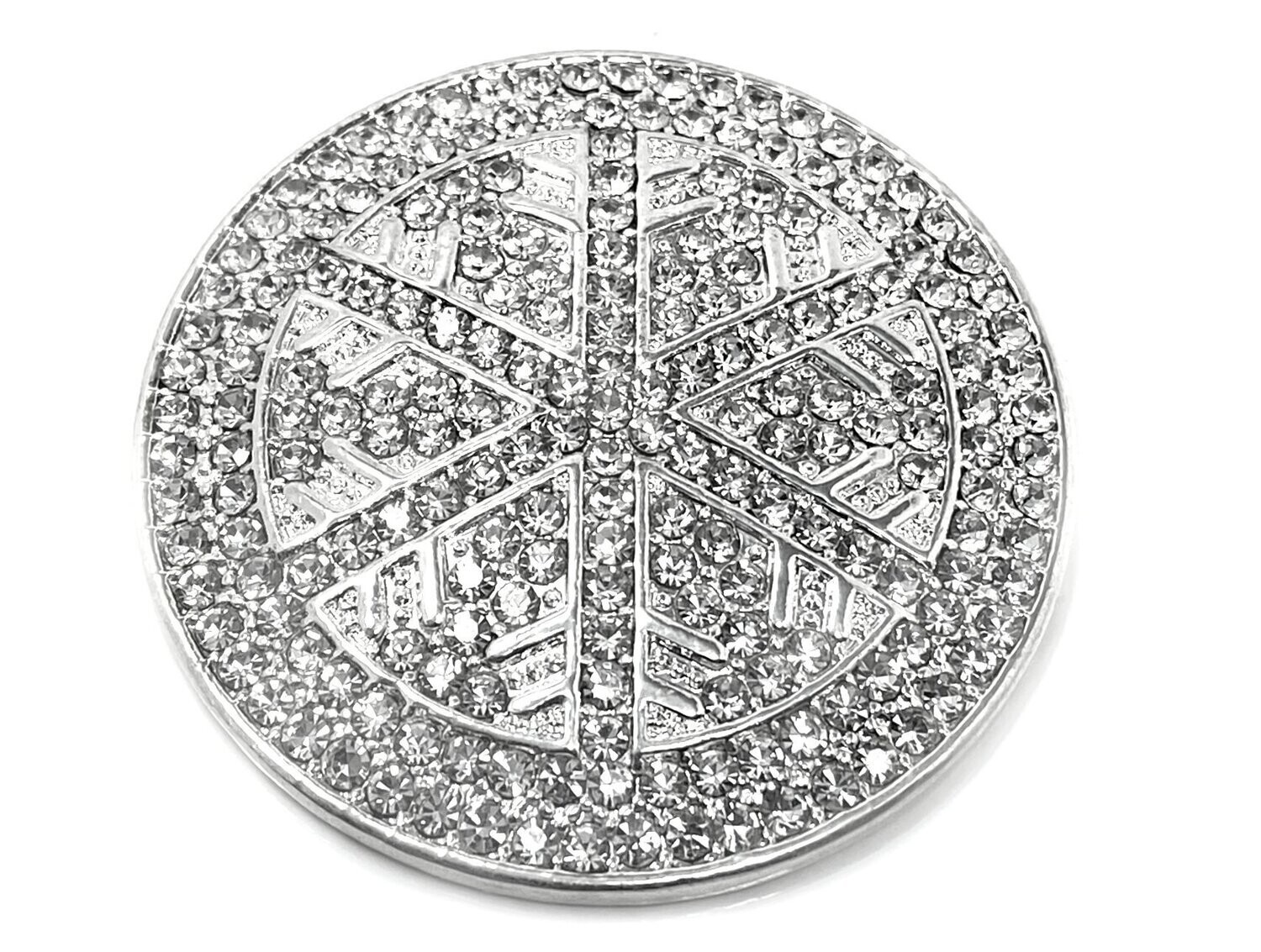 Brosche Schalclip Magnetclip Eisstern mit klarem Strass Silber 4,5cm