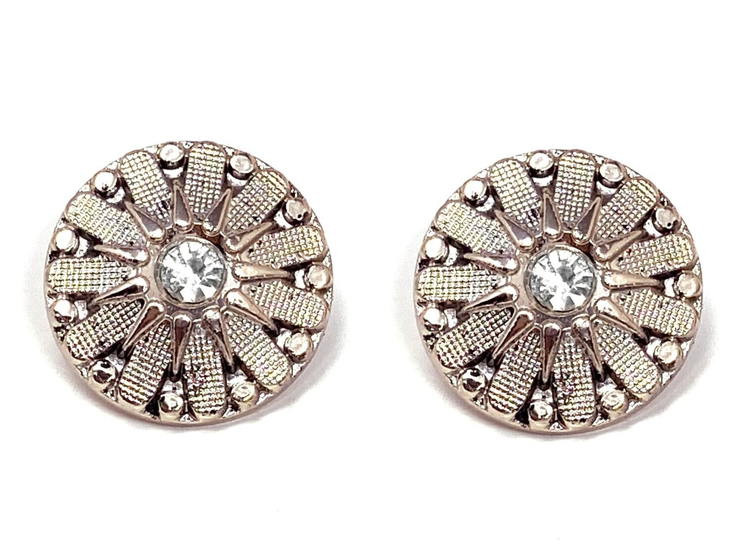 ​1 Paar Clips Ohrringe Rund Kreis  rosegoldfarben mit klarem Strass 2,5cm