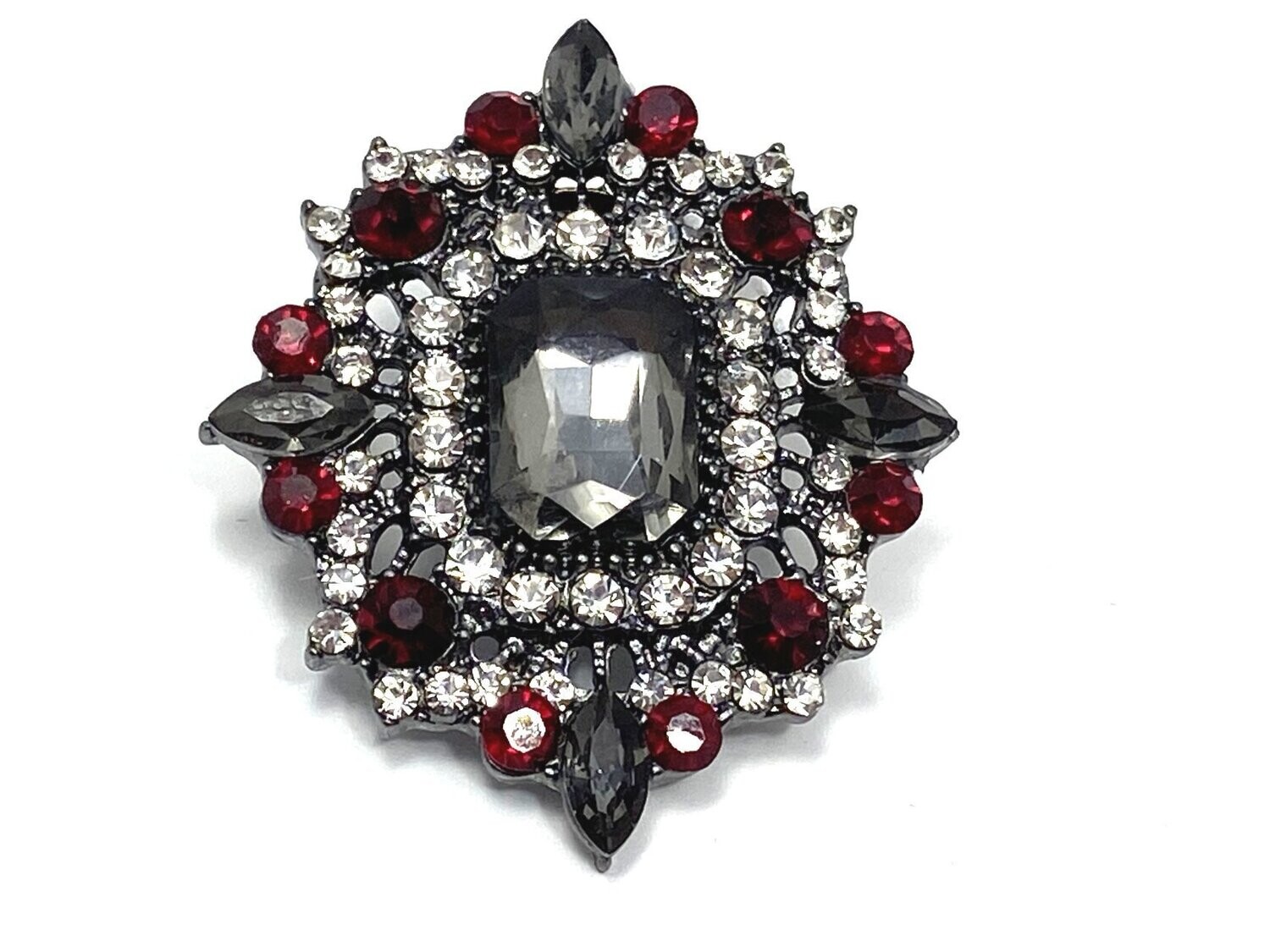1 Paar Statement Clips Ohrringe mit Strass Rot Granat Klar Grau Karo 4,5cm