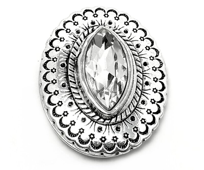 Brosche Schalclip mit Magnetclip oval Silber mit großem Strass 5cm Brosche Schalclip mit Magnetclip oval Silber mit großem Strass 5cm
