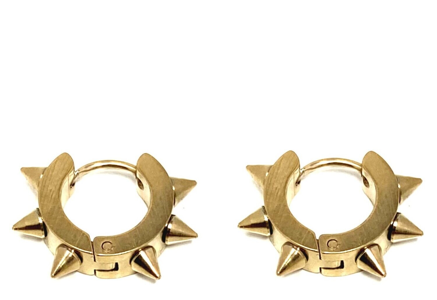 ​1 Paar Edelstahl Creolen mit Spikes Gold oder Silberfarben 1,8cm