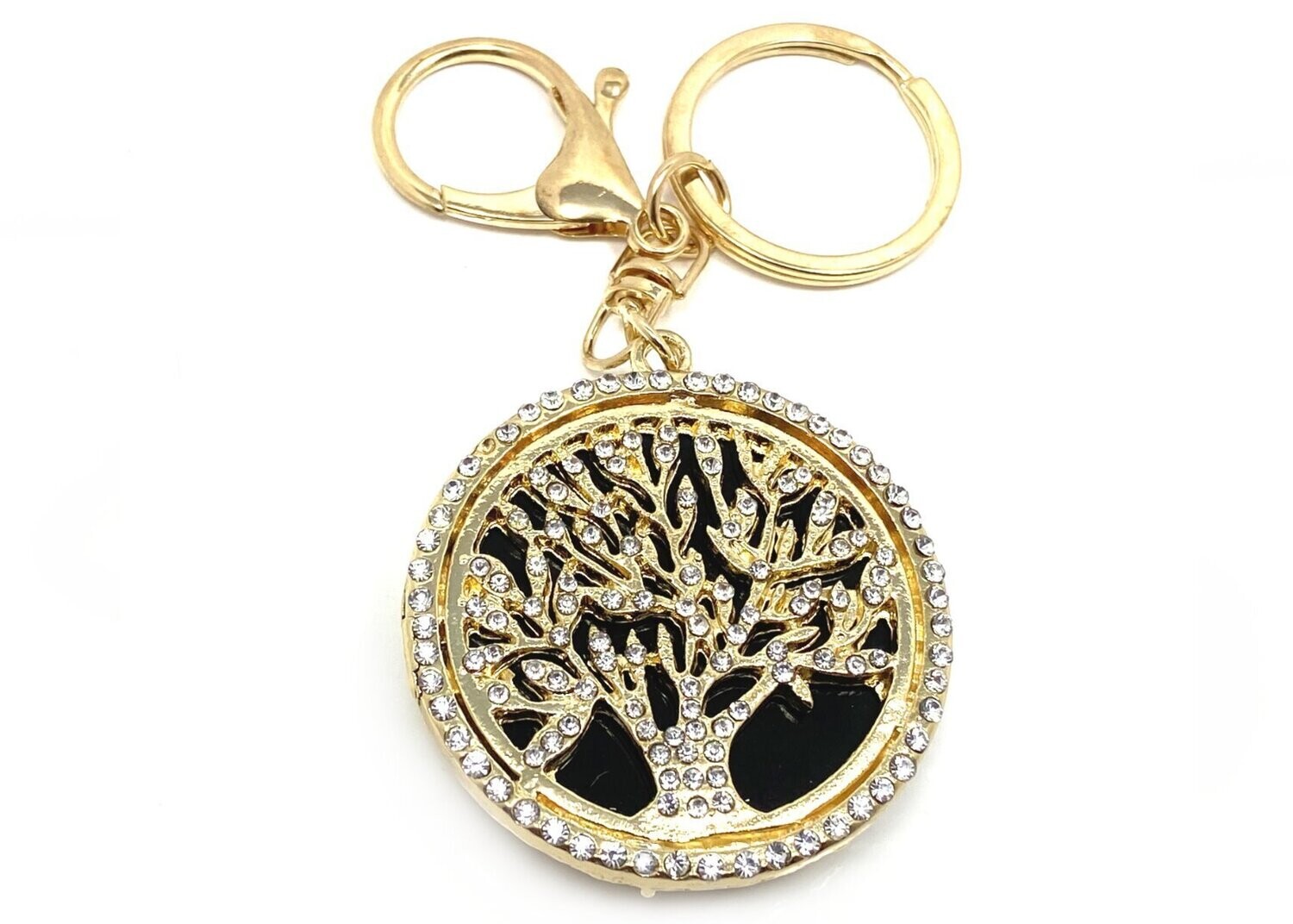 Taschenanhänger Schlüsselanhänger Lebensbaum mit Strass Gold od Siber 5cm