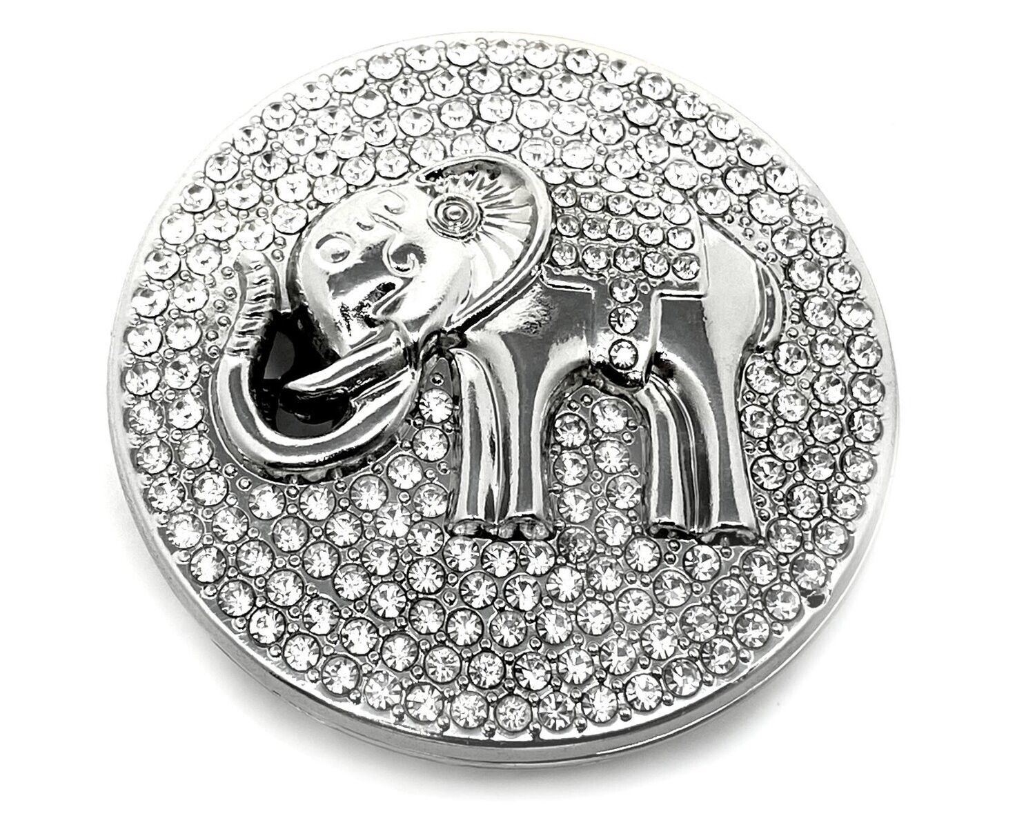 Brosche Schalclip Magnetclip Elephant mit klarem Strass Silber 5cm