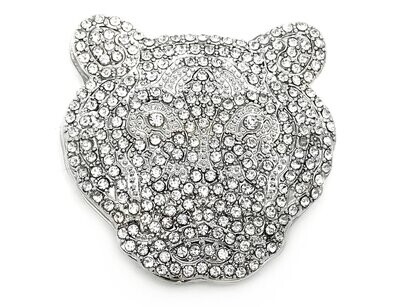 Brosche Schalclip Magnetclip Tigerkopf mit klarem Strass Silber 5cm Brosche Schalclip Magnetclip Tigerkopf mit klarem Strass Silber 5cm