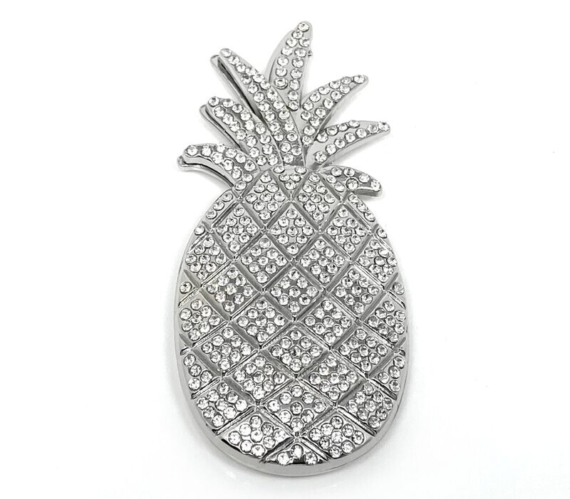 Brosche Schalclip Magnetclip Ananas mit klarem Strass Silber 8cm Brosche Schalclip Magnetclip Ananas mit klarem Strass Silber 8cm