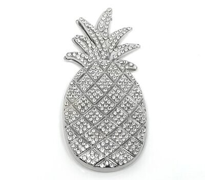 Brosche Schalclip Magnetclip Ananas mit klarem Strass Silber 8cm Brosche Schalclip Magnetclip Ananas mit klarem Strass Silber 8cm