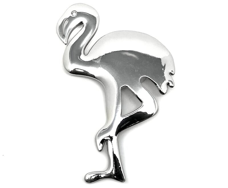 Brosche Schalclip Magnetclip Flamingo mit klarem Strass Silber 9cm Brosche Schalclip Magnetclip Flamingo mit klarem Strass Silber 9cm