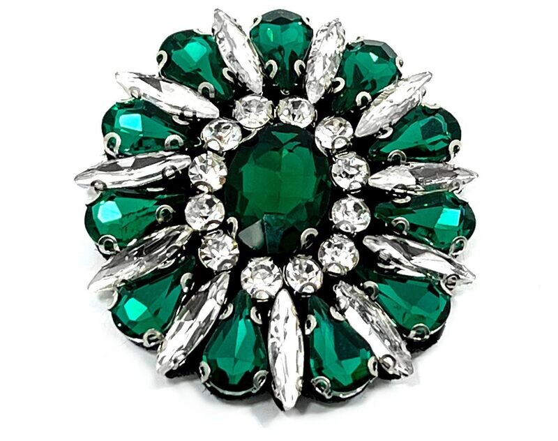 Brosche Anstecknadel klarem Marquise und Smaragdgrünen Tropfen Strass 6cm Brosche Anstecknadel klarem Marquise und Smaragdgrünen Tropfen Strass 6cm