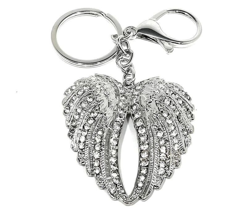 Schlüsselanhänger Taschenanhänger Angel Wings Silber mit Strass 6cm Schlüsselanhänger Taschenanhänger Angel Wings Silber mit Strass 6cm