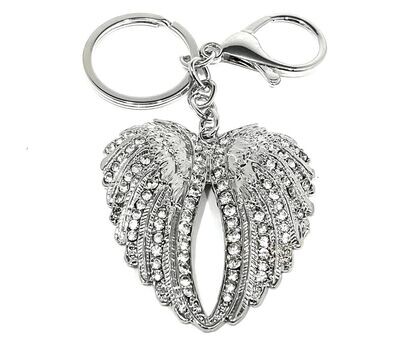Schlüsselanhänger Taschenanhänger Angel Wings Silber mit Strass 6cm Schlüsselanhänger Taschenanhänger Angel Wings Silber mit Strass 6cm