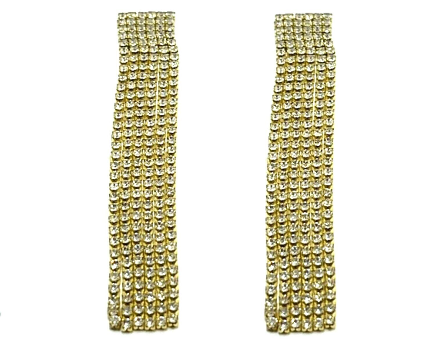 1 Paar Clips Ohrringe Chandelier NIGHTS 2 mit Strass 8cm 1,2cm breit