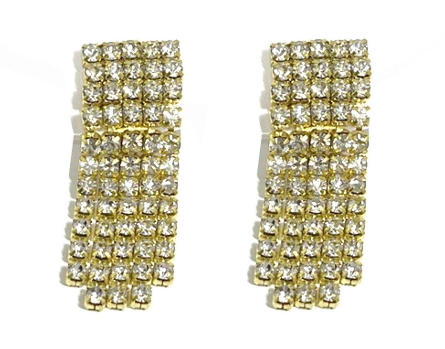 ​1 Paar Clips Ohringe  Square mit klarem Strass 5cm