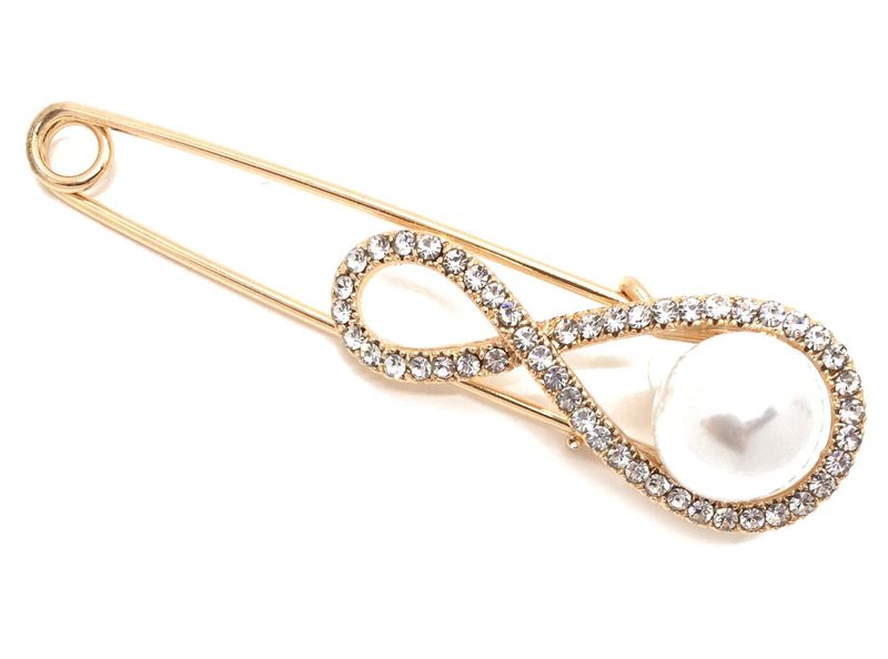 Brosche Anstecknadel Schalnadel Eternity mit Strass gold silber 8cm Brosche Anstecknadel Schalnadel Eternity mit Strass gold silber 8cm