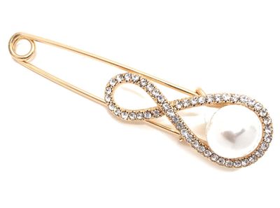 Brosche Anstecknadel Schalnadel Eternity mit Strass gold silber 8cm Brosche Anstecknadel Schalnadel Eternity mit Strass gold silber 8cm