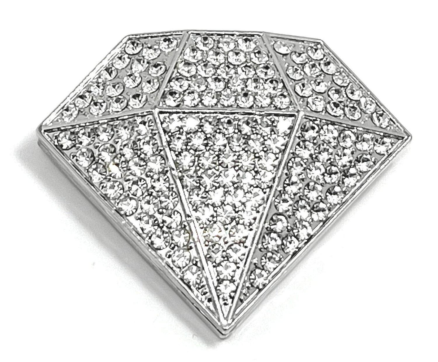 Brosche Schalclip Magnetclip Diamantform Silber mit Strass 5cm
