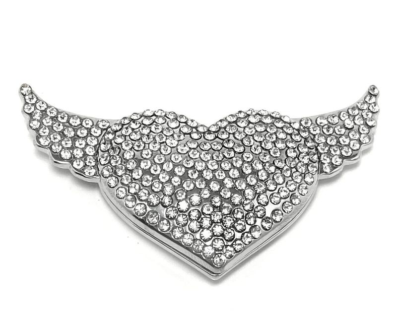 Brosche Schalclip mit Magnetclip mit Strass Silber 2,5x5,,5cm Brosche Schalclip mit Magnetclip mit Strass Silber 2,5x5,,5cm