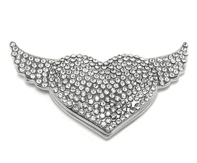 Brosche Schalclip mit Magnetclip mit Strass Silber 2,5x5,,5cm