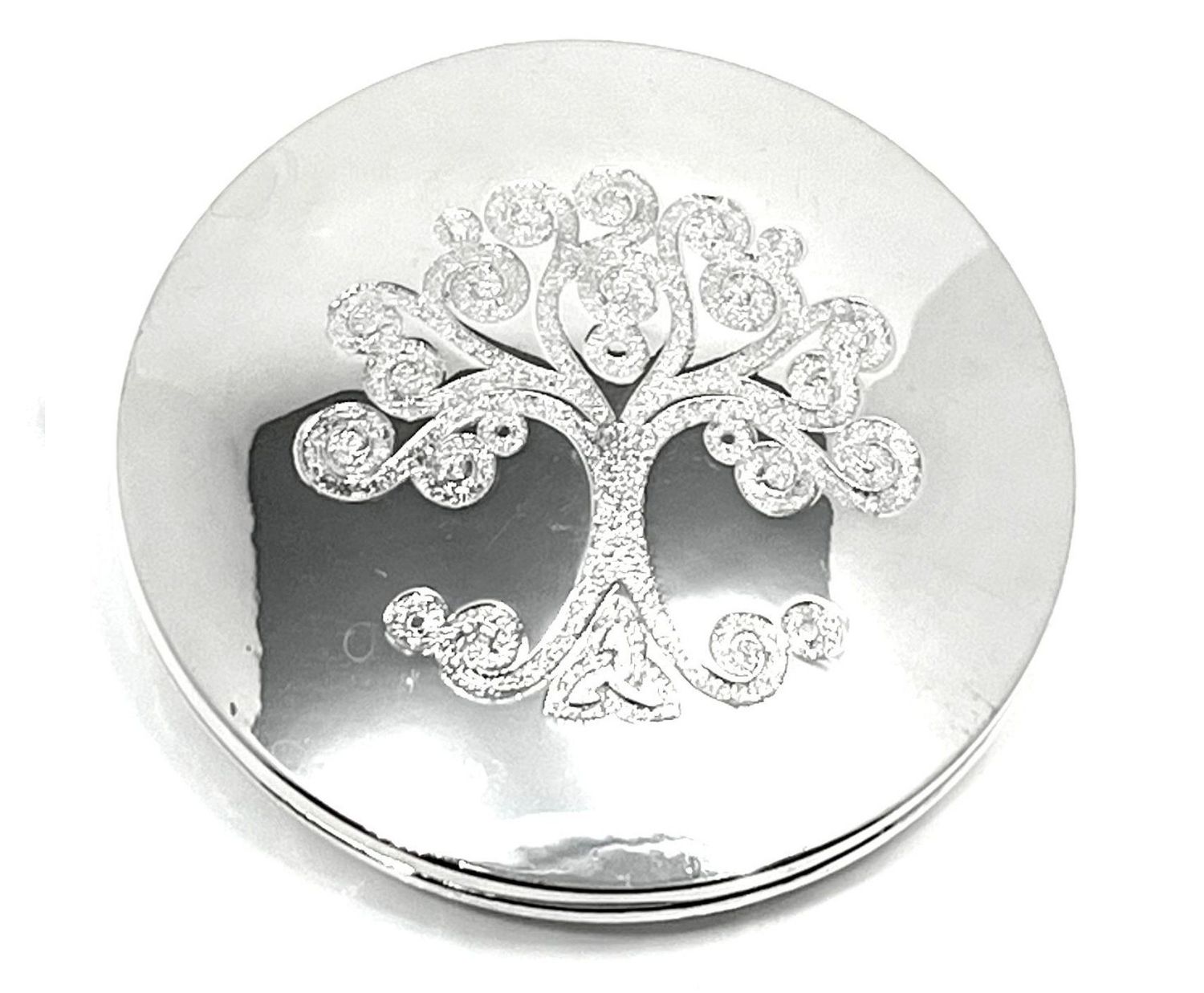 Brosche Schalclip Magnetclip mit Lebensbaum Gravur silberfarben 4,5cm