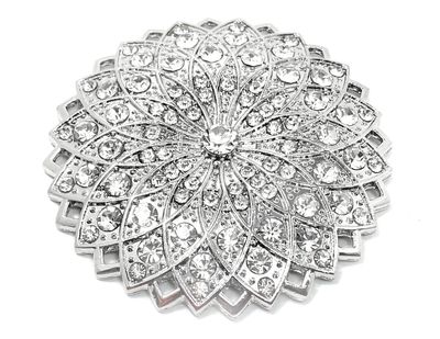 Brosche Schalclip Magnetclip Fantasie Blüte mit klarem Strass Silber 5cm Brosche Schalclip Magnetclip Fantasie Blüte mit klarem Strass Silber 5cm