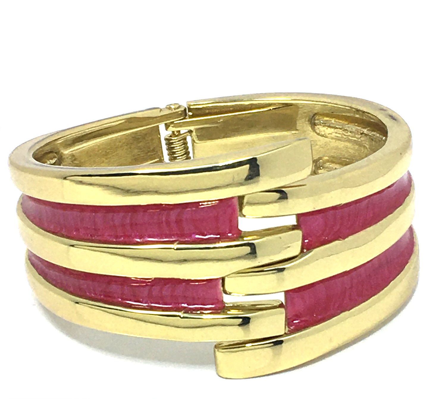 Armspange Gold Bunt Pink im Emaile Look 4cm breit