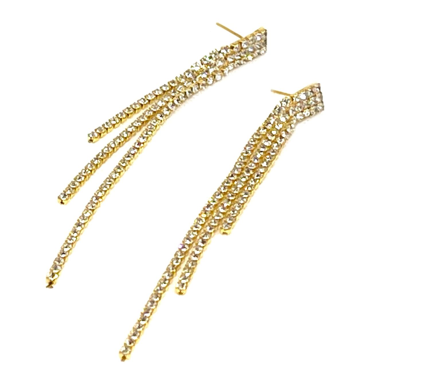 1 Paar Stecker Ohrringe MANHATTEN mit Strass 11cm Gold od Silberfarben