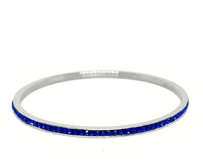 Edelstahl Armreif Silber mit umlaufendem Strass 0,5cm Edelstahl Armreif Silber mit umlaufendem Strass 0,5cm
