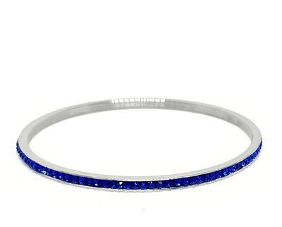 Edelstahl Armreif Silber mit umlaufendem Strass 0,5cm Edelstahl Armreif Silber mit umlaufendem Strass 0,5cm
