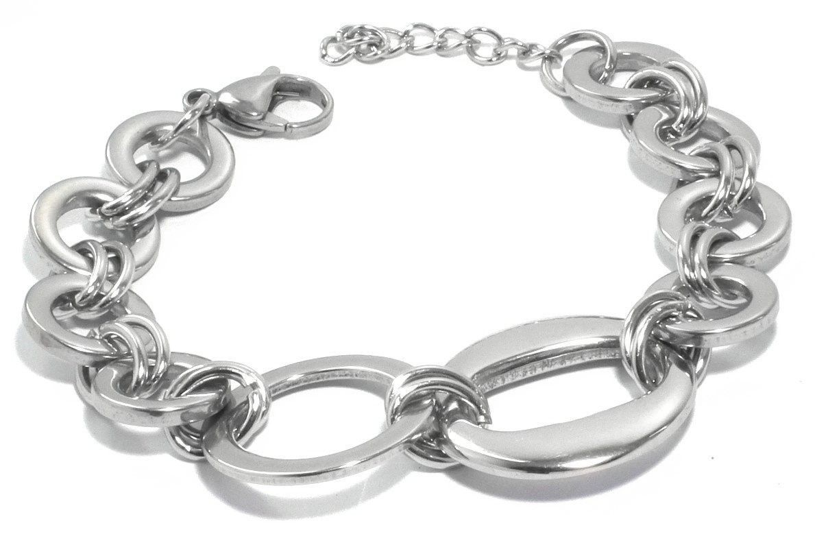 Edelstahl Gliederarmband Ringedesign Rosegold bis 20cm