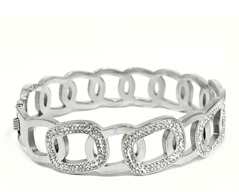 Edelstahl Armreif Armspange Silber od Gold mit Strass oval Kettenlook 0,8 - 1,5cm breit Edelstahl Armreif Armspange Silber od Gold mit Strass oval Kettenlook 0,8 - 1,5cm breit