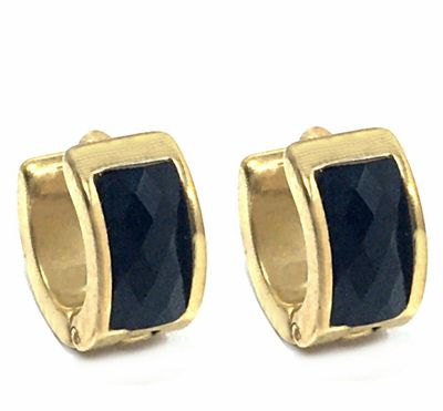 1Paar massive Edelstahl Creolen mit Strassstein in Schwarz Rund 2cm 1Paar massive Edelstahl Creolen mit Strassstein in Schwarz Rund 2cm