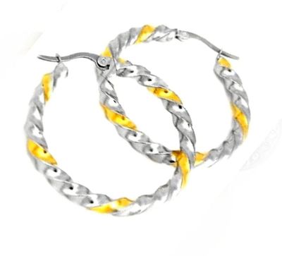 1 Paar Creolen Ohrringe Edelstahl Bicolor gedreht 4cm 1 Paar Creolen Ohrringe Edelstahl Bicolor gedreht 4cm