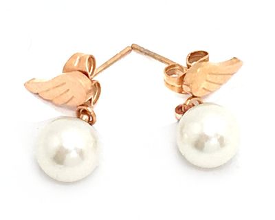 1 Paar Edelstahl Stecker Ohrringe Engelsflügel mit Perle 1,5cm 1 Paar Edelstahl Stecker Ohrringe Engelsflügel mit Perle 1,5cm