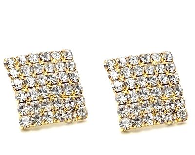1 Paar Modeschmuck Clips Ohrringe Quadrat goldfarben mit klarem Strass 1,5cm 1 Paar Modeschmuck Clips Ohrringe Quadrat goldfarben mit klarem Strass 1,5cm gold
