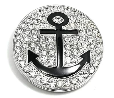 Brosche Schalclip Magnetclip Anker Silber Schwarz mit Strass 5cm Brosche Schalclip Magnetclip Anker Silber Schwarz mit Strass 5cm