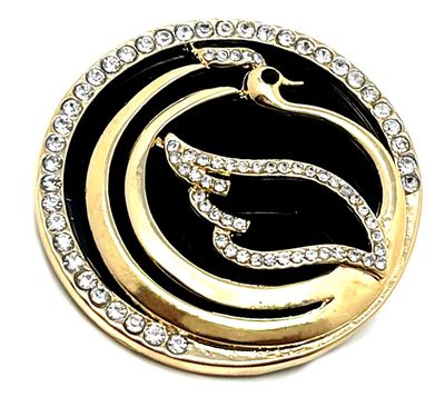 Brosche Anstecknadel Schwan in schwarz - goldfarben mit klarem Strass 5cm Brosche Anstecknadel Schwan in schwarz - goldfarben mit klarem Strass 5cm