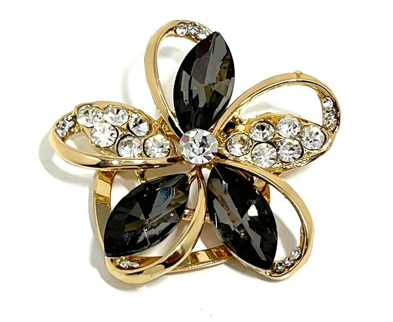 Brosche Schalclip Bume mit rotem oder grauem Strass 4x4cm Brosche Schalclip Bume mit grauem Strass 4x4cm gold