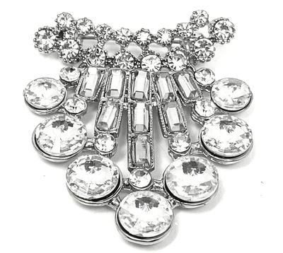 Modeschmuck Brosche Anstecknadel mit Baguette und rundem Strass 5x5,5cm Modeschmuck Brosche Anstecknadel mit Baguette und rundem Strass 5x5,5cm