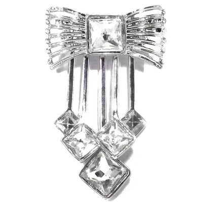 Modeschmuck Brosche Anstecknadel mit Strass Schleife 4x6cm Modeschmuck Brosche Anstecknadel mit Strass Schleife 4x6cm silber