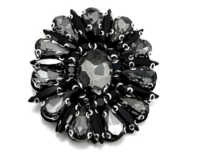 Brosche Anstecknadel klarem Marquise und Tropfen in grau schwarzem Strass 6cm Brosche Anstecknadel klarem Marquise und Tropfen in grau schwarzem Strass 6cm