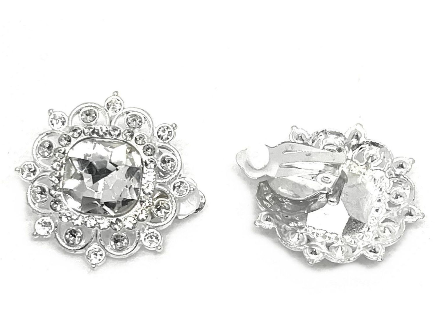 1 Paar Modeschmuck Ohrringe Clipse Filigranes Design mit Strass 3cm